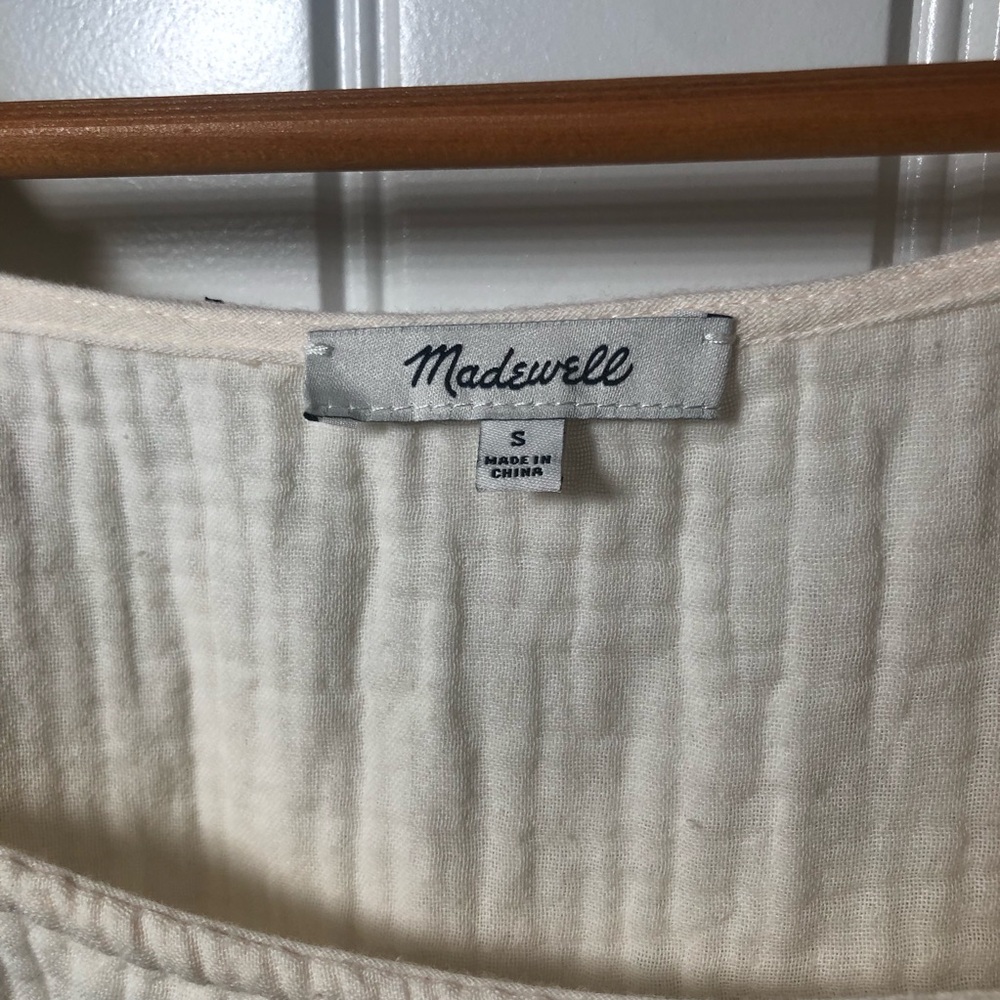 MADEWELL Babydoll Boho Millbrook Square Neck Peplum Cream Ivory Blouse Top - Picture 7 of 9